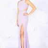 Formal Gowns Mac Duggal Flash - 77614L Rhinestone Accented Halter Dress With Train