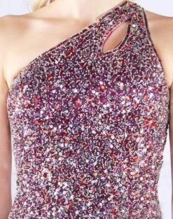 Mac Duggal Flash - Sequined Asymmetric Sheath Dress With Train 4918L Formal Gowns