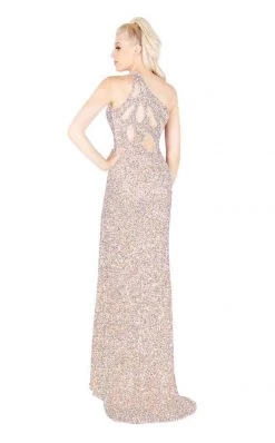 Mac Duggal Flash - Sequined Asymmetric Sheath Dress With Train 4918L Formal Gowns