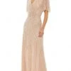 Mac Duggal Mother Of The Bride Dresses- Flutter Sleeve Beaded Formal Gown 35109 - 1 Pc Nude In Size 6 Available Formal Gowns
