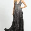 Formal Gowns Mac Duggal - Glimmering Sequin Embellished A-Line Prom Gown 4906M - 1 Pc Black / Silver In Size 10 Available