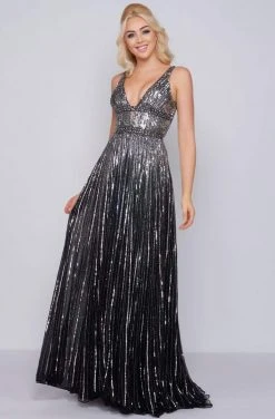 Formal Gowns Mac Duggal - Glimmering Sequin Embellished A-Line Prom Gown 4906M - 1 Pc Black / Silver In Size 10 Available 8 Formal Gowns Mac Duggal - Glimmering Sequin Embellished A-Line Prom Gown 4906M - 1 Pc Black / Silver In Size 10 Available