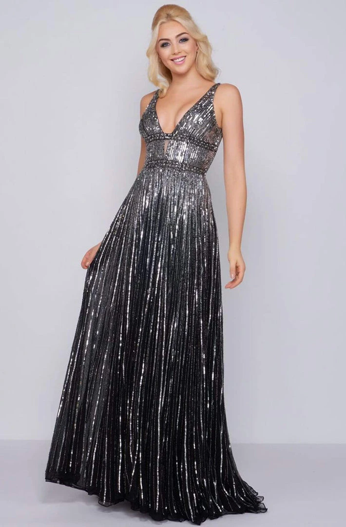 Formal Gowns Mac Duggal - Glimmering Sequin Embellished A-Line Prom Gown 4906M - 1 Pc Black / Silver In Size 10 Available 5 Formal Gowns Mac Duggal - Glimmering Sequin Embellished A-Line Prom Gown 4906M - 1 Pc Black / Silver In Size 10 Available