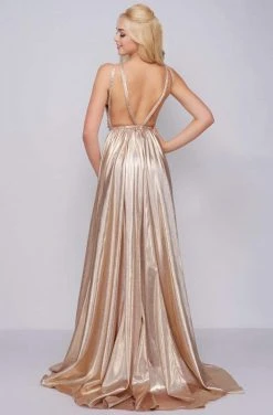 Formal Gowns Mac Duggal Prom - 12143M Beaded Plunging V Neck With Overskirt