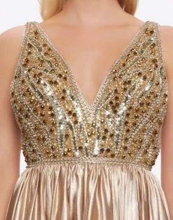 Formal Gowns Mac Duggal Prom - 12143M Beaded Plunging V Neck With Overskirt