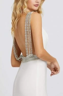 Formal Gowns Mac Duggal Prom - 12342M Crystal Accent Deep V Neck Fitted Long Gown