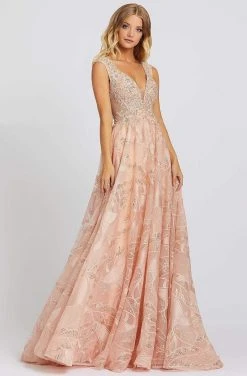 Mac Duggal Prom - 20184M Embroidered Deep V-neck A-line Gown