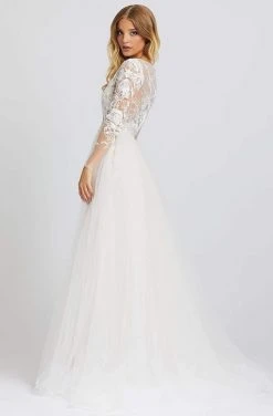 Formal Gowns Mac Duggal Prom - 26322M Floral Appliqued Long Sleeve Overskirt Gown 6 Formal Gowns Mac Duggal Prom - 26322M Floral Appliqued Long Sleeve Overskirt Gown