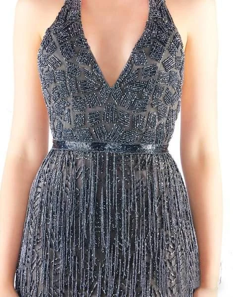 Mac Duggal Prom - 4803M Plunging Halter Bead-Fringed High Slit Gown 9 Mac Duggal Prom - 4803M Plunging Halter Bead-Fringed High Slit Gown