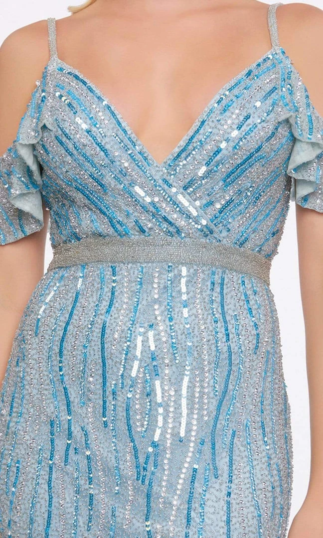 Mac Duggal Prom - 4884M Sequined Plunging V-Neck Gown With Slit Formal Gowns 5 Mac Duggal Prom - 4884M Sequined Plunging V-Neck Gown With Slit Formal Gowns