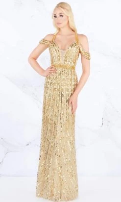 Mac Duggal Prom - 4901M Sequined Cold Shoulder Plunging Gown