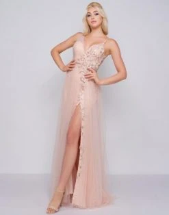 Mac Duggal Prom - 50546M Beaded Floral Appliques A-Line Gown