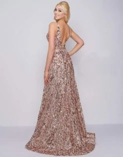 Formal Gowns Mac Duggal Prom - 79233M Metallic Sequined Plunging A-Line Gown 6 Formal Gowns Mac Duggal Prom - 79233M Metallic Sequined Plunging A-Line Gown