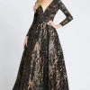Mac Duggal - Sequin Deep V-neck Ballgown 66334H - 1 Pc Black In Size 18 Available Formal Gowns