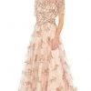 Mac Duggal - Short Sleeve A-Line Evening Dress 79317D - 1 Pc Champagne In Size 14 Available