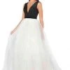 Mac Duggal - Sleeveless Jersey Swiss Dot Skirt Gown 66738L - 1 Pc Black/White In Size 12 Available Formal Gowns