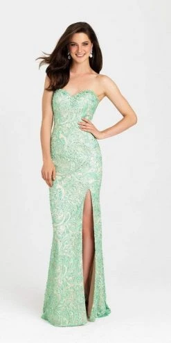 Formal Gowns Madison James - 16-304 Dress In Light Green Nude