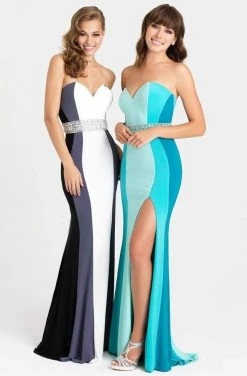 Formal Gowns Madison James - 16-381 Strapless Colorblock Dress - 1 Pcs White In Size 00 Available