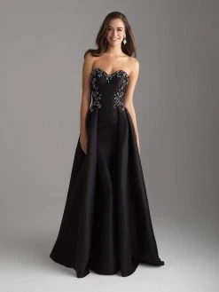 Madison James - 18-606 Strapless Scroll Beaded Mikado Overskirt Gown Formal Gowns
