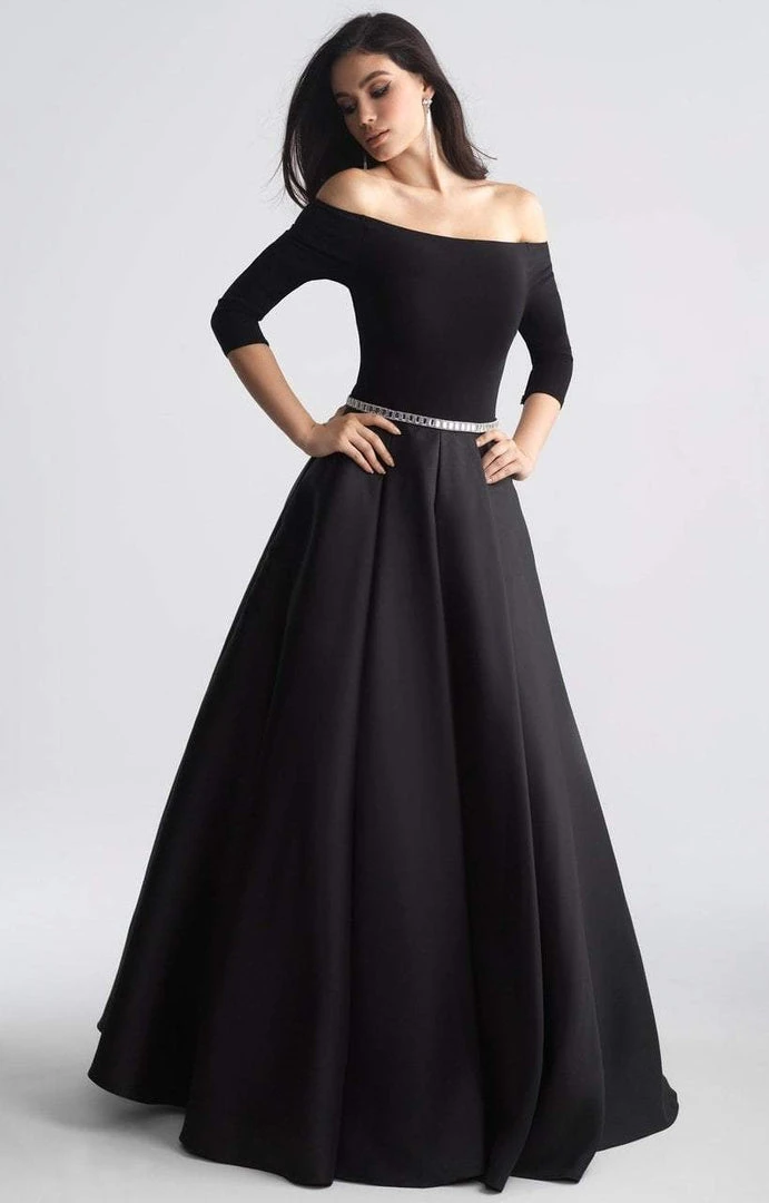 Madison James - 18-609 Off The Shoulder Full A-Line Mikado Dress Formal Gowns 3 Madison James - 18-609 Off The Shoulder Full A-Line Mikado Dress Formal Gowns