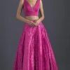 Formal Gowns Madison James - 18-613 Two Piece Glitter Printed A Line Gown