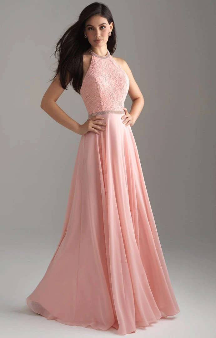 Madison James - 18-621 Beaded Halter Neck Lace And Chiffon Gown Formal Gowns 6 Madison James - 18-621 Beaded Halter Neck Lace And Chiffon Gown Formal Gowns