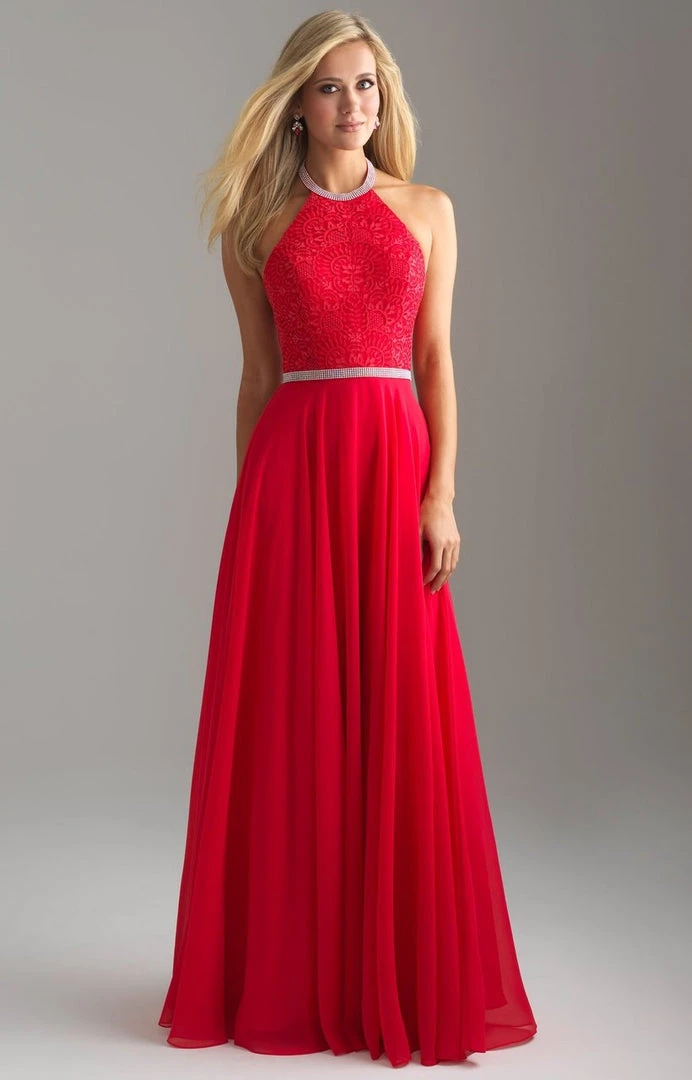 Madison James - 18-621 Beaded Halter Neck Lace And Chiffon Gown Formal Gowns 7 Madison James - 18-621 Beaded Halter Neck Lace And Chiffon Gown Formal Gowns