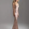 Madison James - 18-624 Deep V-neckline Sequined Sheath Gown