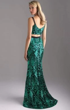 Formal Gowns Madison James - 18-636 Two Piece Crop Top Sequined Dress