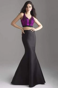 Madison James - 18-637 Two Piece Crop Top Mikado Mermaid Gown 8 Madison James - 18-637 Two Piece Crop Top Mikado Mermaid Gown