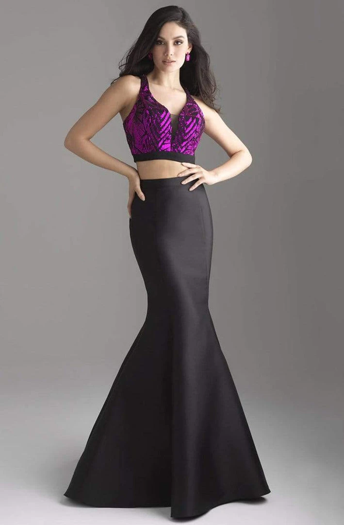 Madison James - 18-637 Two Piece Crop Top Mikado Mermaid Gown 4 Madison James - 18-637 Two Piece Crop Top Mikado Mermaid Gown