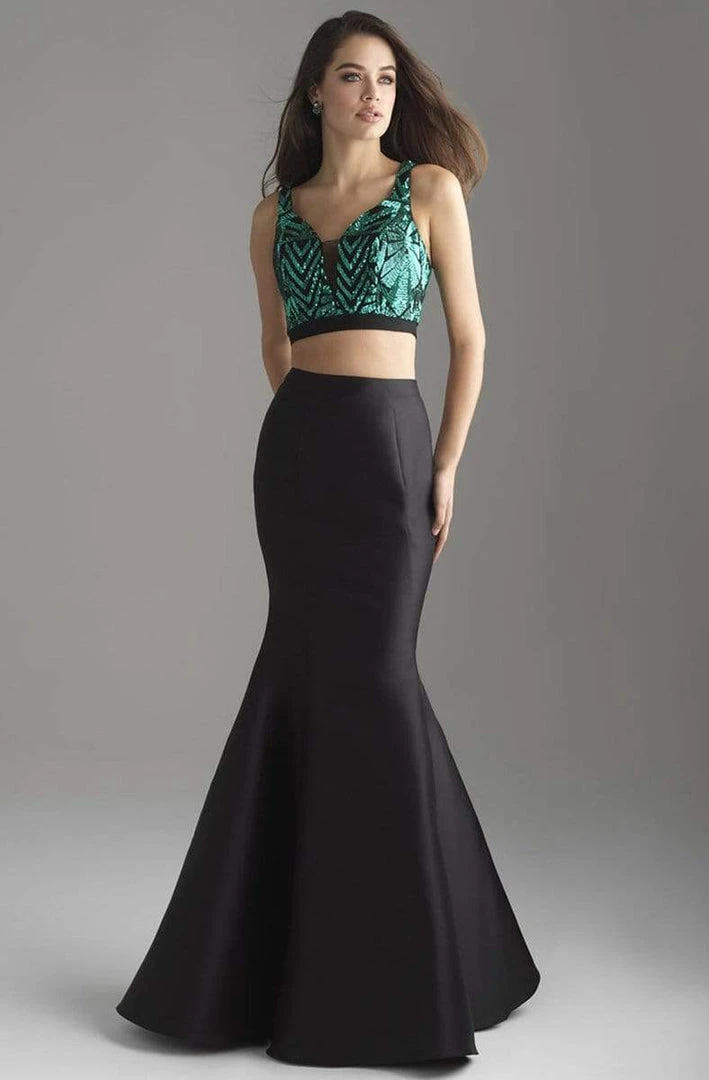 Madison James - 18-637 Two Piece Crop Top Mikado Mermaid Gown 6 Madison James - 18-637 Two Piece Crop Top Mikado Mermaid Gown