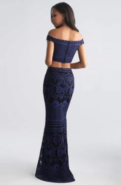 Madison James - 18-646 Two Piece Floral Lace Sheath Dress