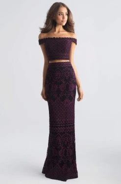 Madison James - 18-646 Two Piece Floral Lace Sheath Dress 8 Madison James - 18-646 Two Piece Floral Lace Sheath Dress