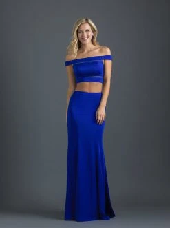 Madison James - 18-648 Two Piece Off Shoulder Fitted Evening Dress Formal Gowns