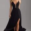 Formal Gowns Madison James - 18-650 Illusion Plunge Neckline Chiffon Evening Dress