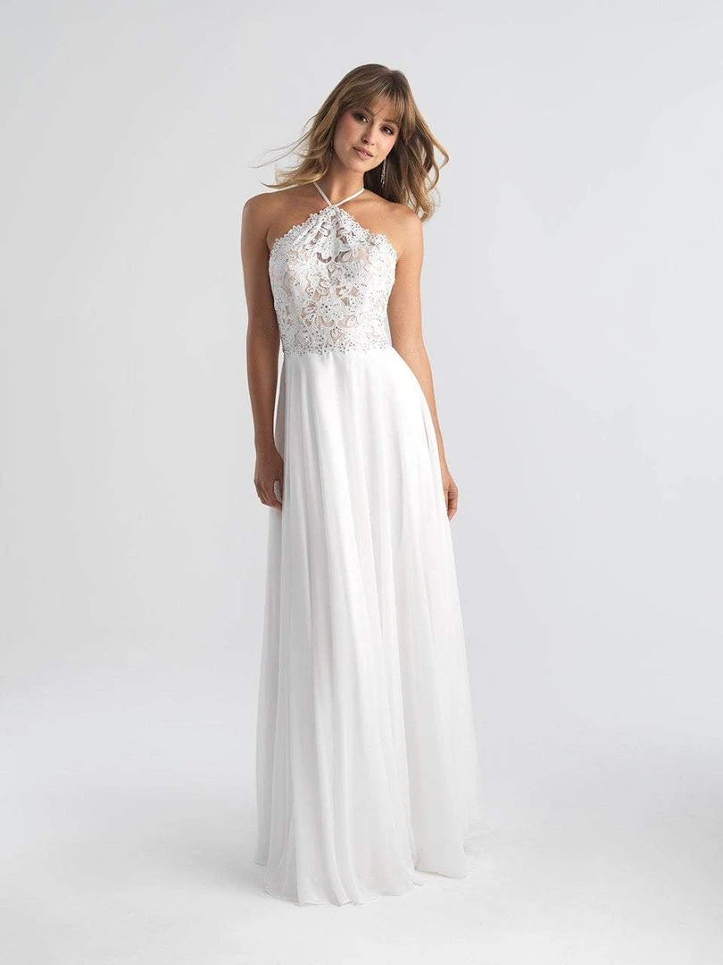 Madison James - 18-653 Floral Appliqued Halter Evening Dress 3 Madison James - 18-653 Floral Appliqued Halter Evening Dress