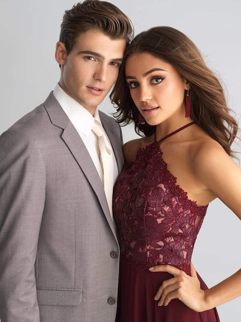 Madison James - 18-653 Floral Appliqued Halter Evening Dress 7 Madison James - 18-653 Floral Appliqued Halter Evening Dress