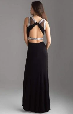 Madison James - 18-675 Silver Framed Croptop Sheath Jersey Gown 6 Madison James - 18-675 Silver Framed Croptop Sheath Jersey Gown