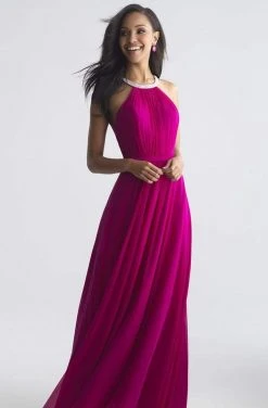 Formal Gowns Madison James - 18-724 Halter Style Drape Chiffon A Line Dress