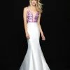 Formal Gowns Madison James - 18-727 Deep V-neck Floral Print Mermaid Gown