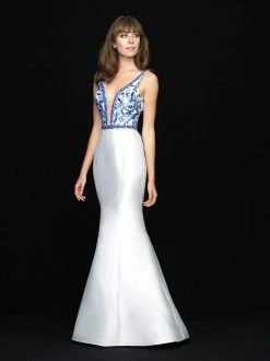 Formal Gowns Madison James - 18-727 Deep V-neck Floral Print Mermaid Gown 6 Formal Gowns Madison James - 18-727 Deep V-neck Floral Print Mermaid Gown