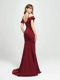 Madison James - 19-109 Draped Cold Shoulder High Slit Gown