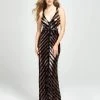 Formal Gowns Madison James - 19-117 Two Tone Sequined Deep V-neck Sheath Dress