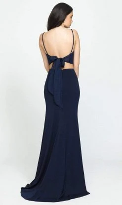 Madison James - 19-123 Crop Top Sheath Skirt With Slit Jersey Dress Formal Gowns