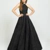 Madison James - 19-125 Halter Strappy Back Floral Brocade Evening Gown Formal Gowns
