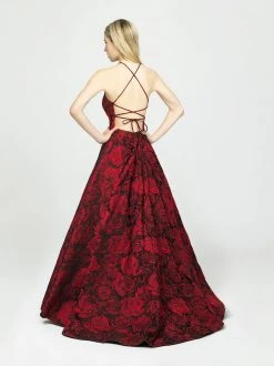 Madison James - 19-125 Halter Strappy Back Floral Brocade Evening Gown Formal Gowns 11 Madison James - 19-125 Halter Strappy Back Floral Brocade Evening Gown Formal Gowns