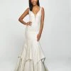 Formal Gowns Madison James - 19-132 Sparkle Net Deep V-neck Mermaid Dress