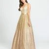 Madison James - 19-136 Glitter Tulle Deep V-neck A-line Dress Formal Gowns 2 Madison James - 19-136 Glitter Tulle Deep V-neck A-line Dress Formal Gowns