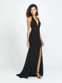 Formal Gowns Madison James - 19-140 Plunging Halter Open Back Dress